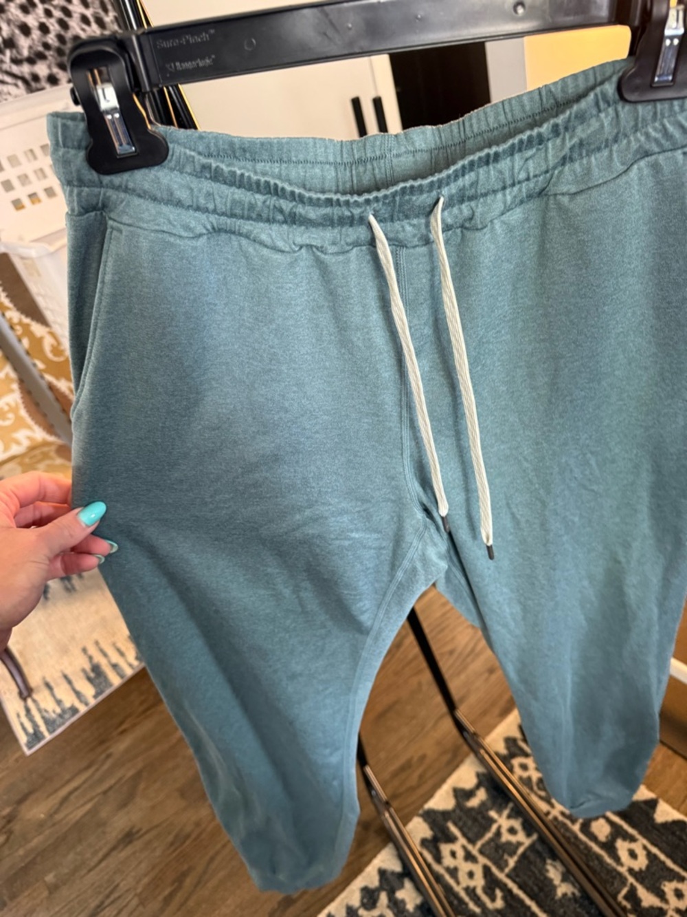 Barely used small Vuori Performance jogger- heathered sea green